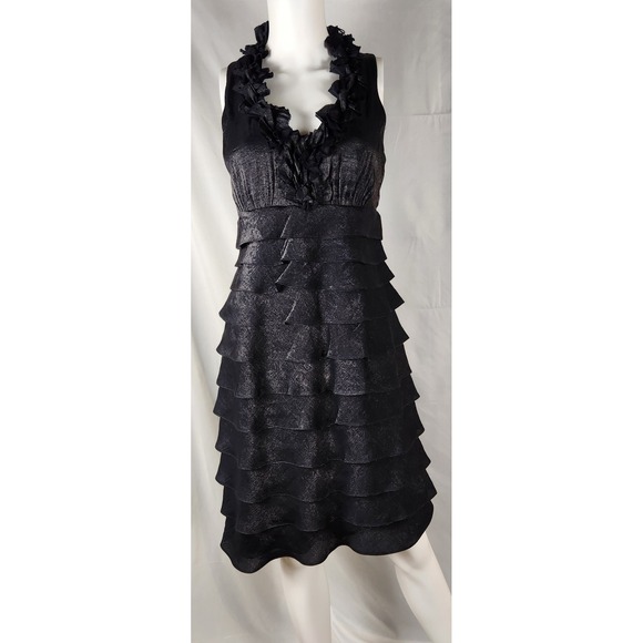 London Times Dresses & Skirts - London Times Black Tiered Metallic Whimsygoth/Old-Money/Classic Glam Dress 10